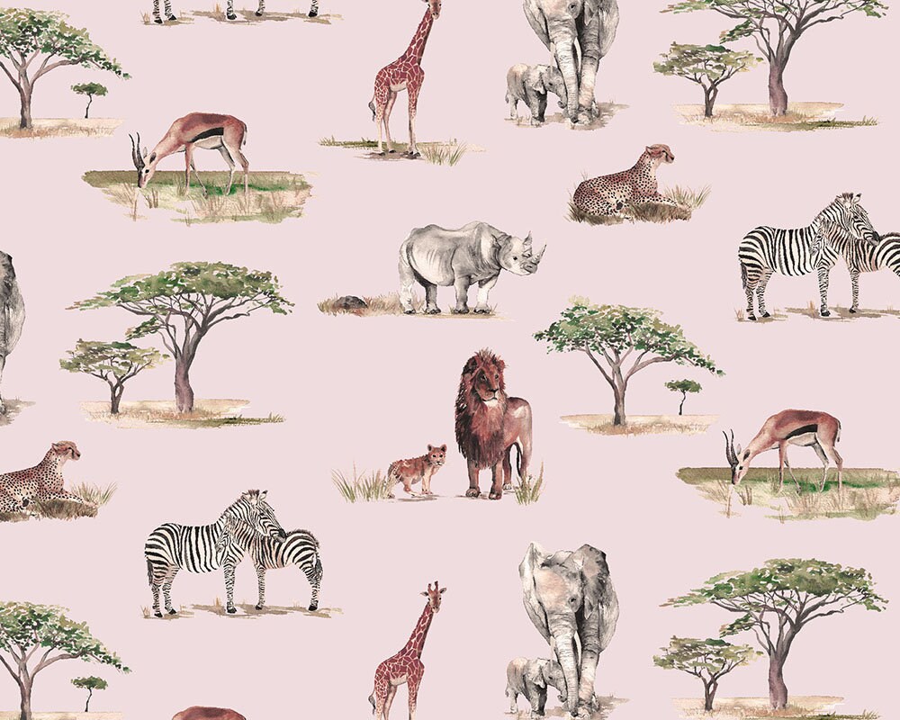 Safari Animals Children's Cotton Curtain Fabric