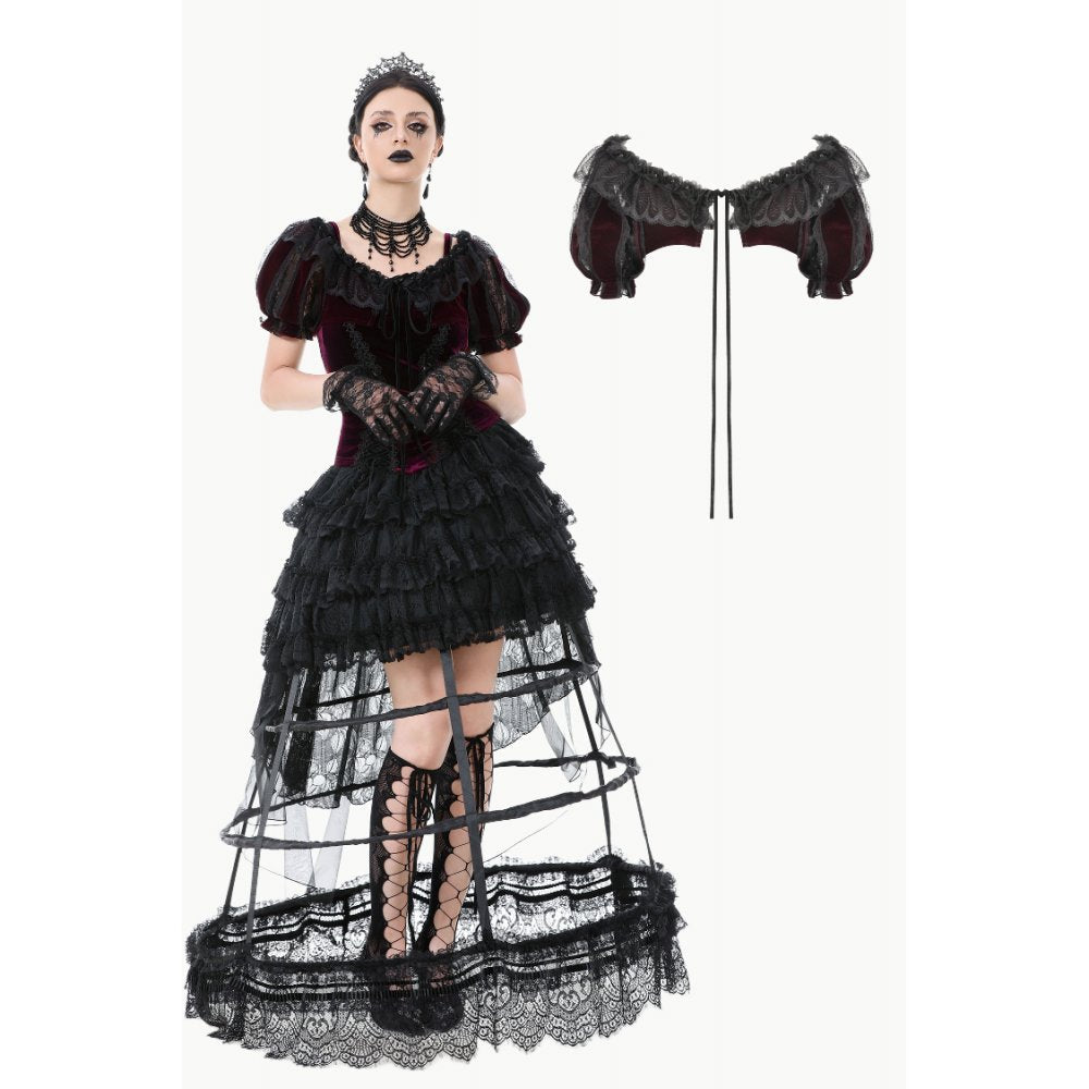 Dark in Love Isolde Velvet & Lace Puff Sleeve Bolero