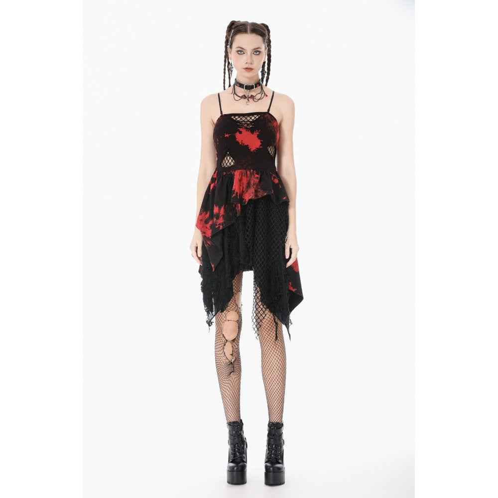 Dark in Love Red-Black Tie Dye Punk Dress