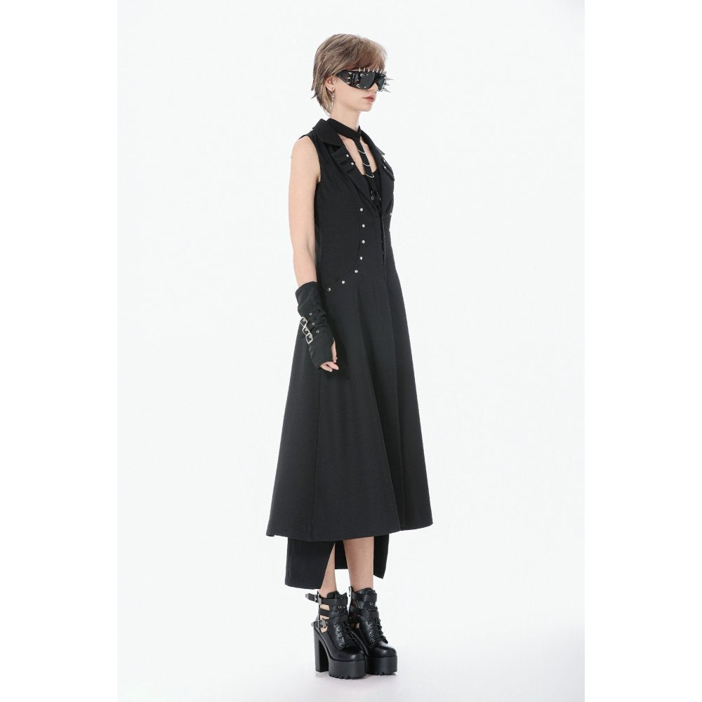 Dark in Love Collete Punk Sleeveless Long Fitted Coat