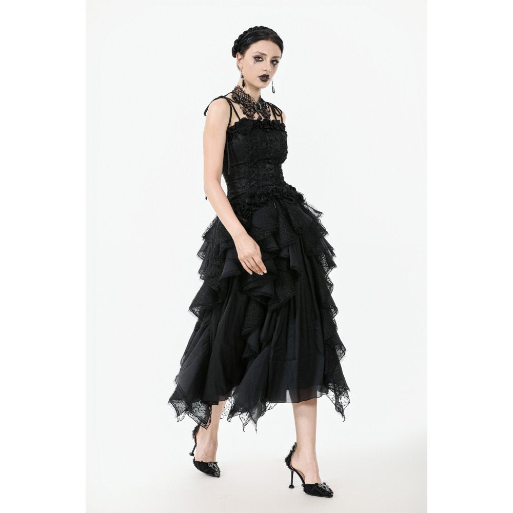 Dark in Love Selene Ruffled Floral Jacquard Corset Top - Size UK 16 Left Only!