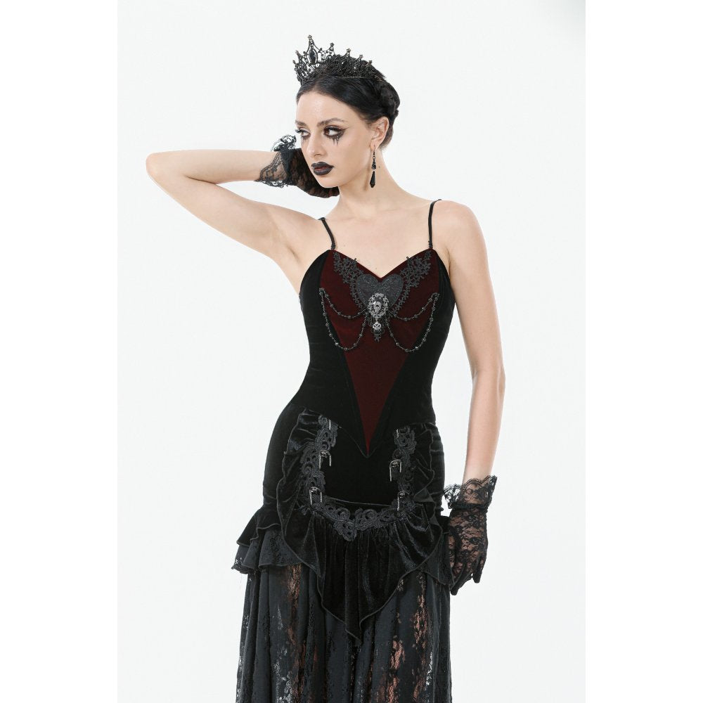 Dark in Love Morrigan Velvet & Lace Chain-Detail Top