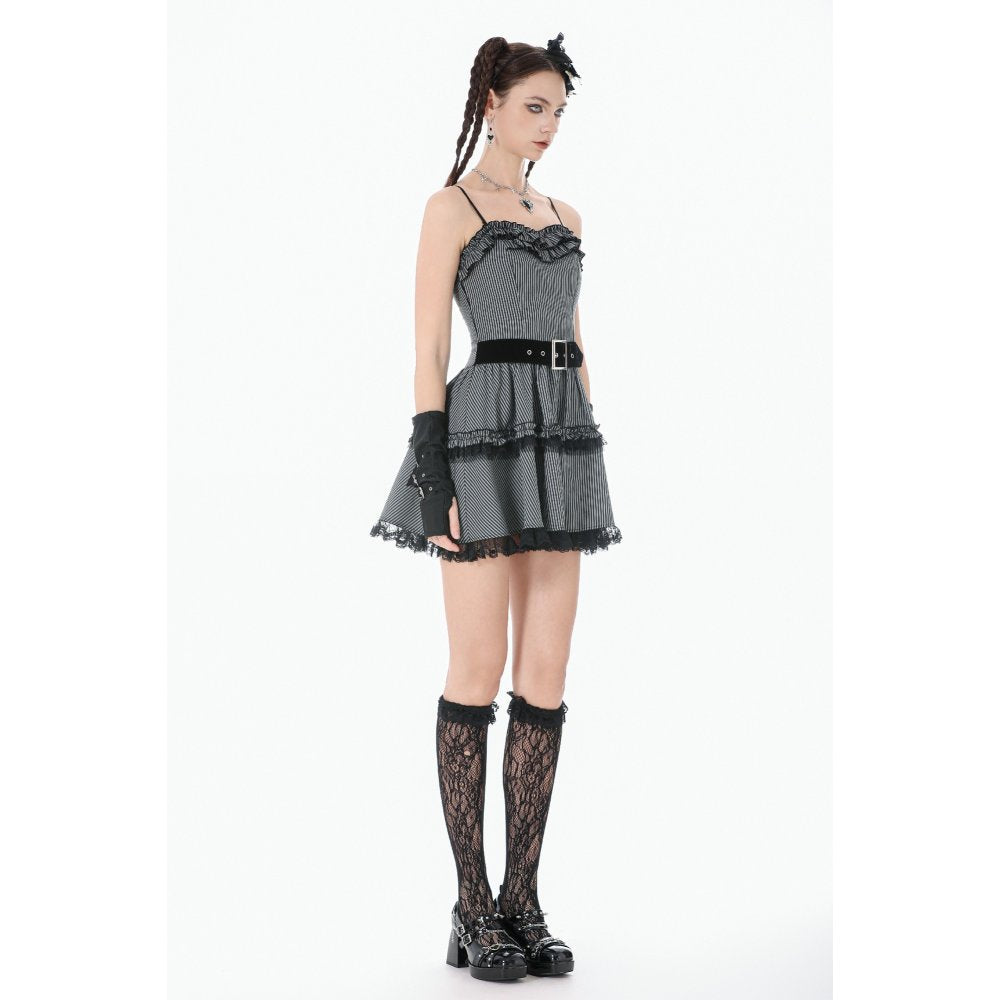 Dark in Love Striped Gothic Mini Dress