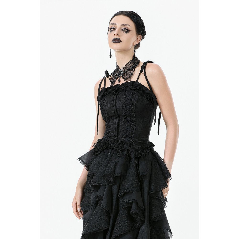 Dark in Love Selene Ruffled Floral Jacquard Corset Top - Size UK 16 Left Only!