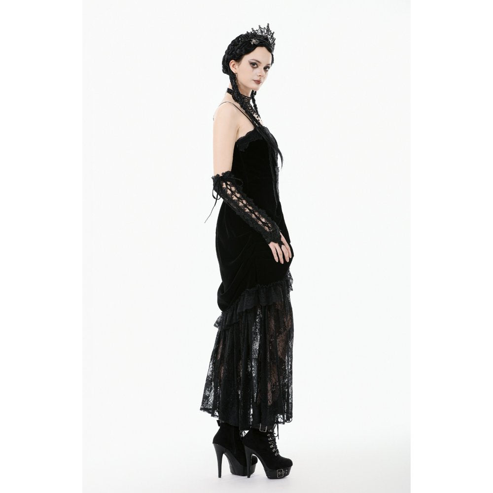 Dark in Love Vampiress Royal Velvet and Lace Maxi Dress