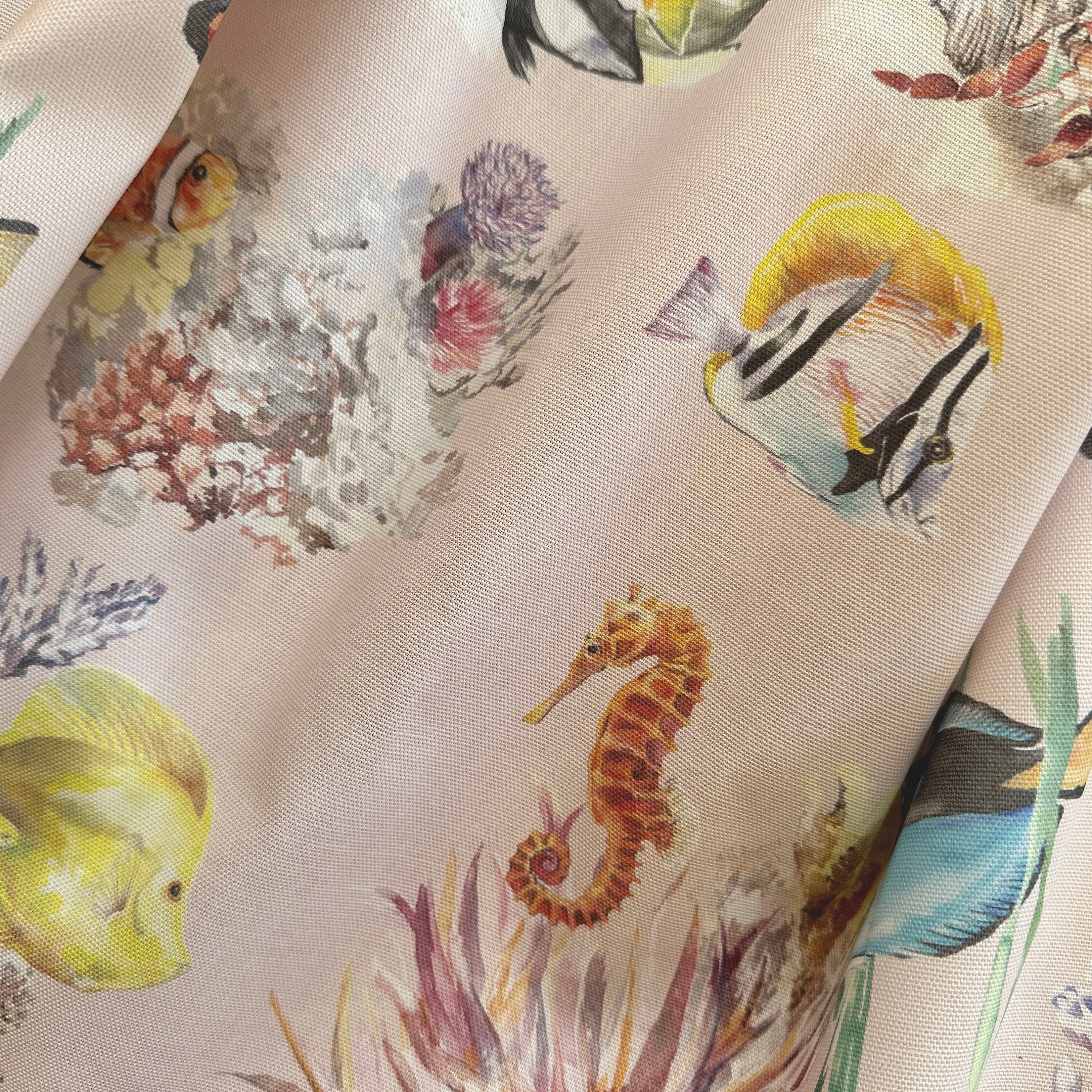 Coral Reef and Tropical Fish Cotton Curtain Fabric