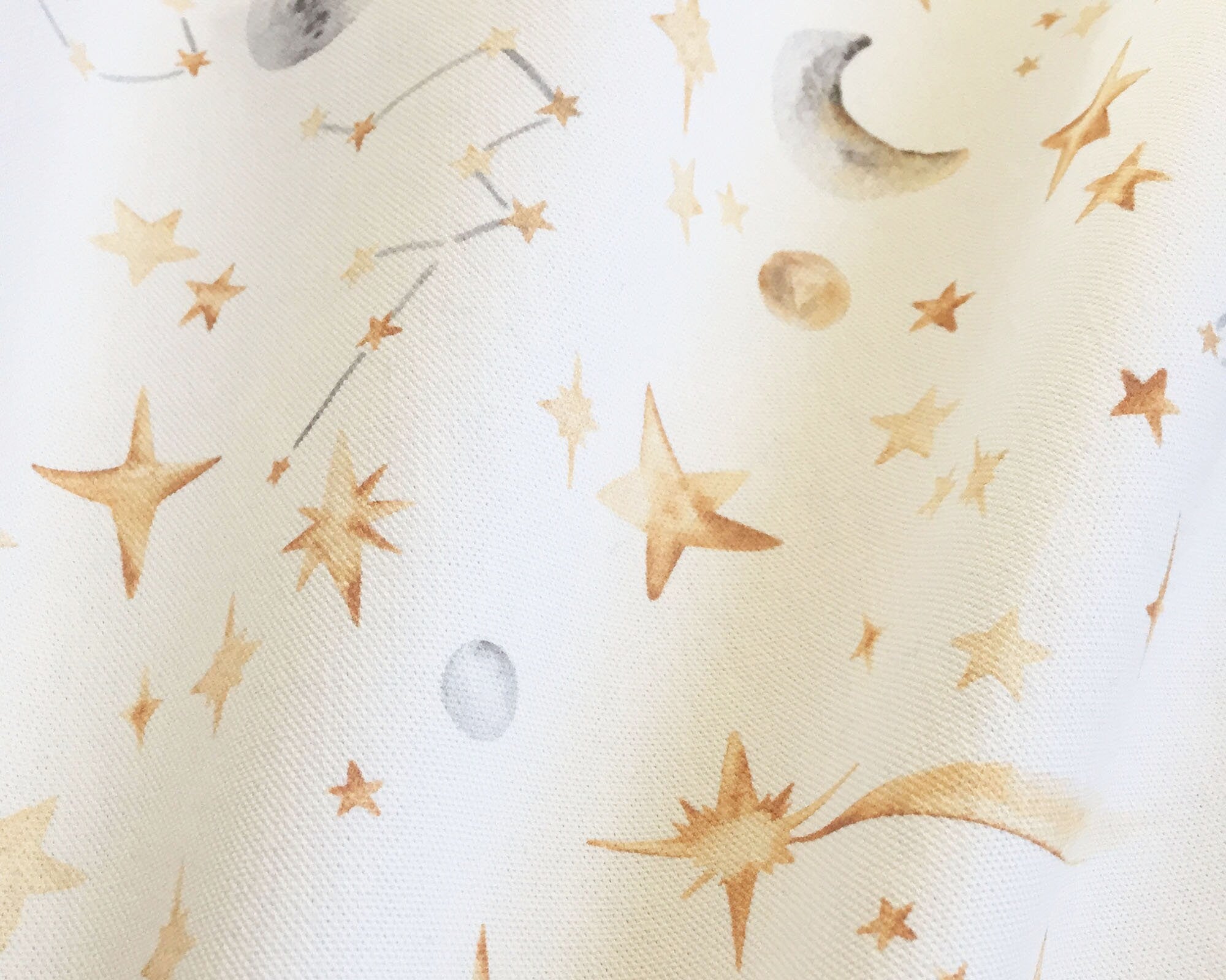 Watercolour Stars and Constellations Printed Cotton Curtain Fabric