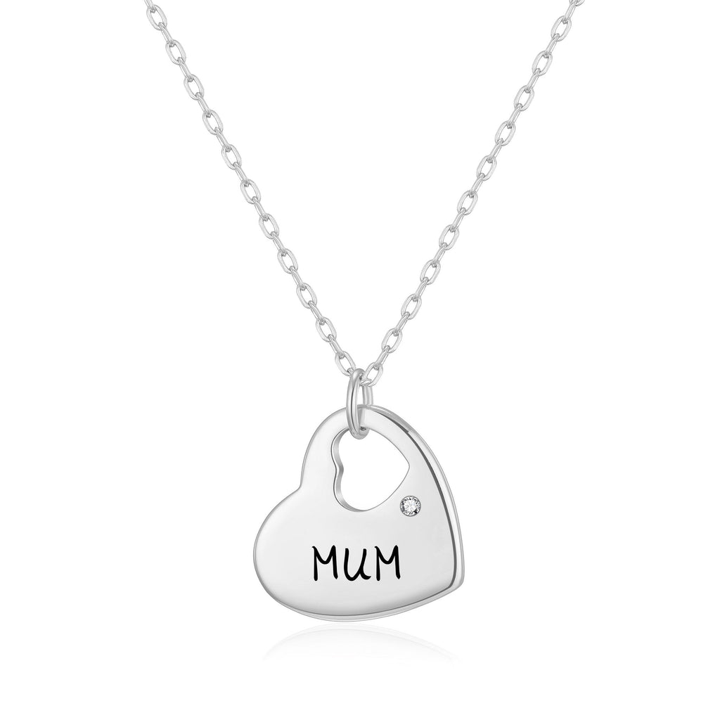 Mother and Daughter Quote Heart Necklace Created with Zircondia® Crystals