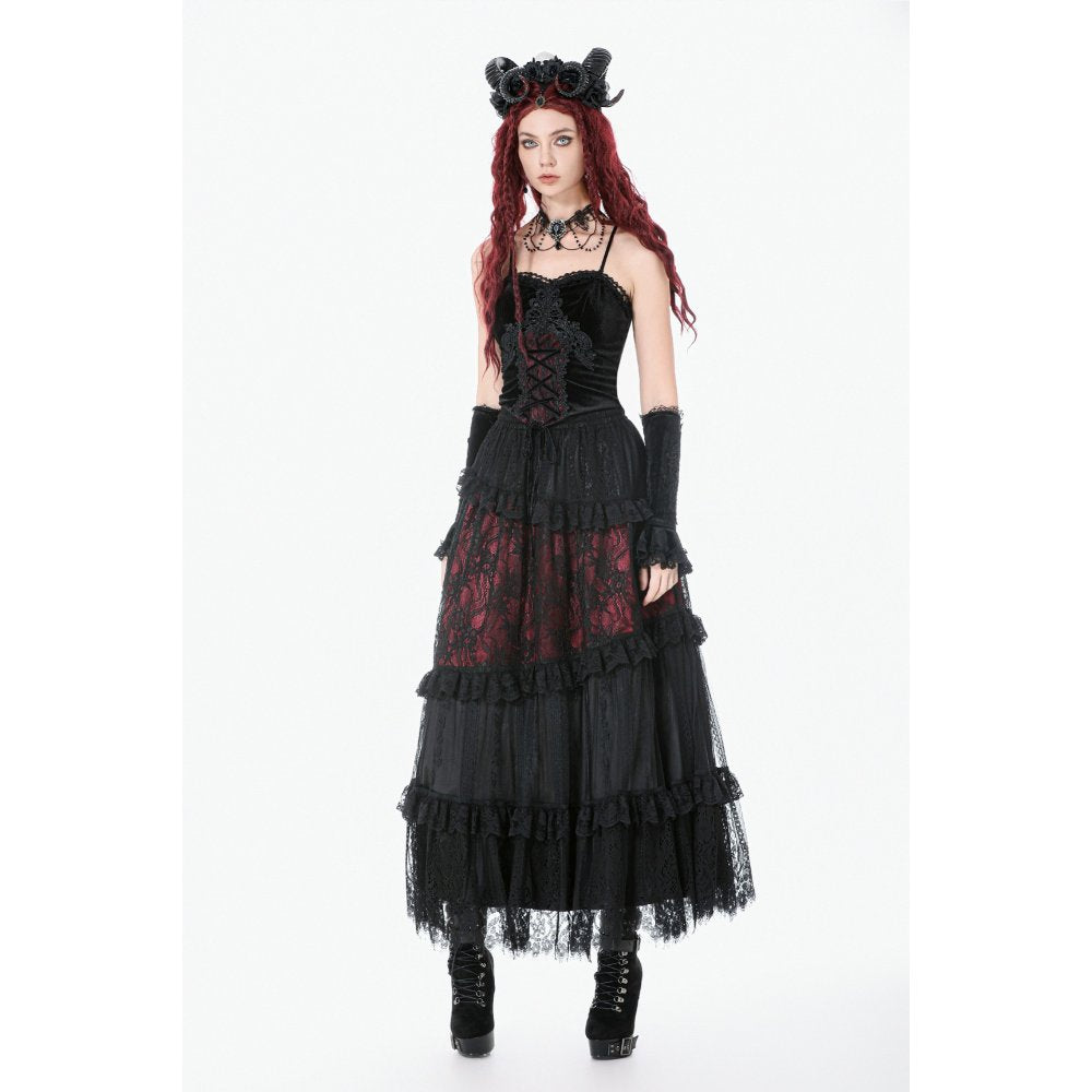 Dark in Love Dark Spliced Lace Maxi Skirt