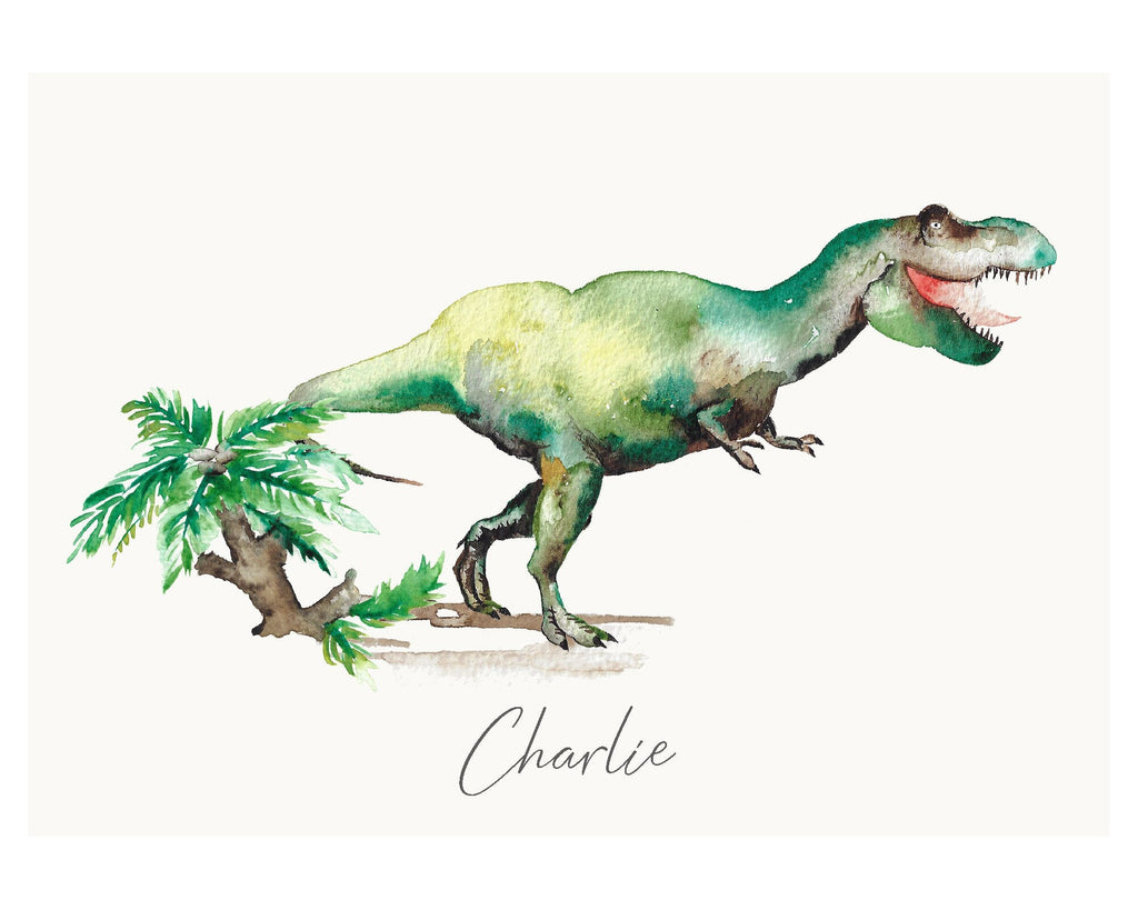 T-Rex - Tyrannosaurus Personalised Dinosaur Watercolour Print