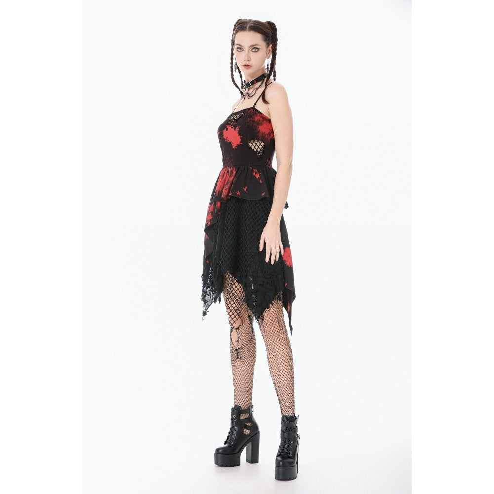 Dark in Love Red-Black Tie Dye Punk Dress