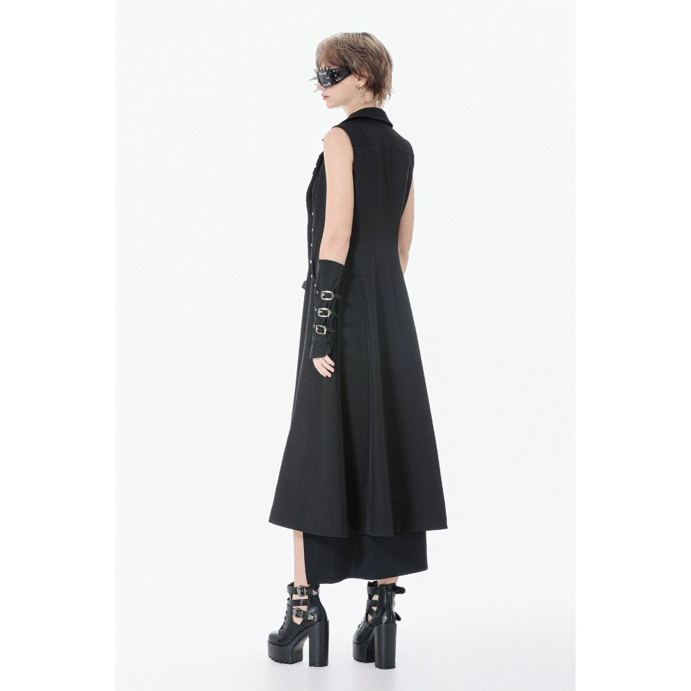 Dark in Love Collete Punk Sleeveless Long Fitted Coat