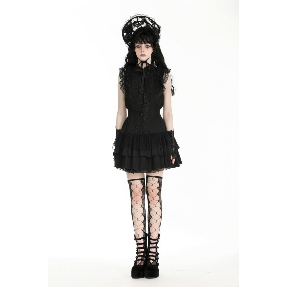 Dark in Love Diya Sleeveless Tiered Goth Dress