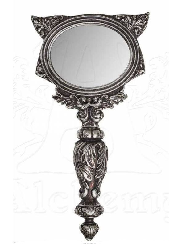 Alchemy Gothic Sacred Cat Hand Mirror - Silver Bastet Egyptian Cat Gothic Decor