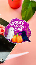 Spooky Souls Club Vinyl Sticker – Cute Ghost, Pumpkin & Raven Halloween Sticker