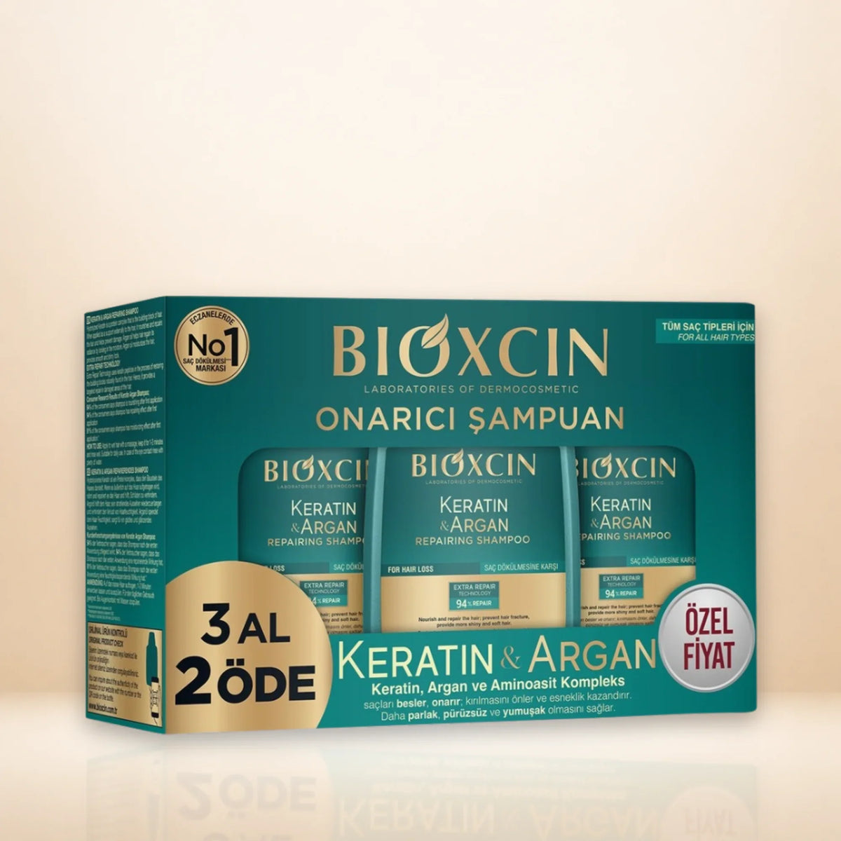 Bioxcin Keratin & Argan Repairing Shampoo for Heat-Damaged & Frizzy Hair