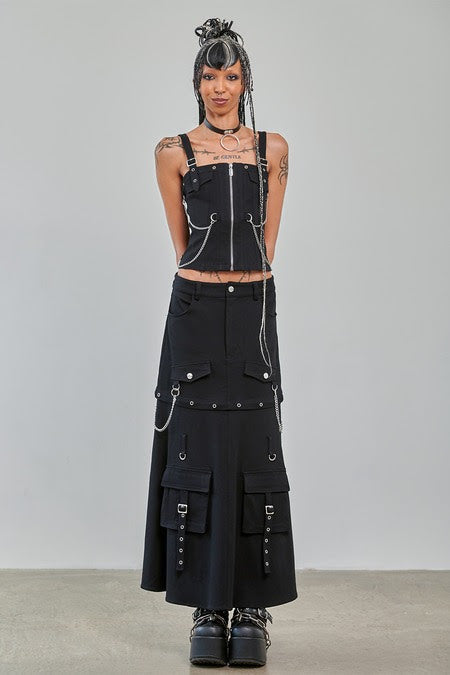 Banned Apparel Gothic Cargo Skirt Black Zip Off Punk Style
