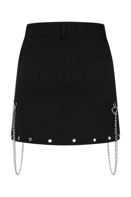 Banned Apparel Gothic Cargo Skirt Black Zip Off Punk Style