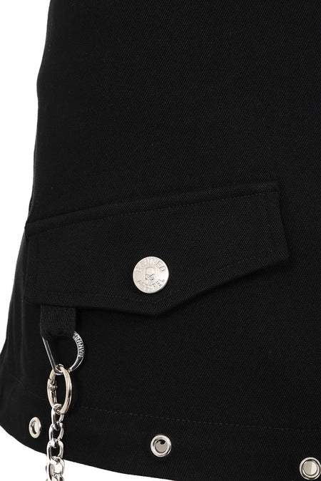 Banned Apparel Gothic Cargo Skirt Black Zip Off Punk Style