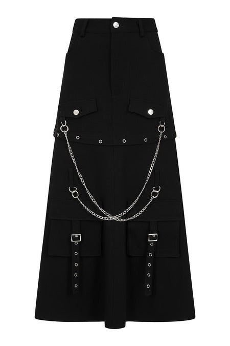 Banned Apparel Gothic Cargo Skirt Black Zip Off Punk Style
