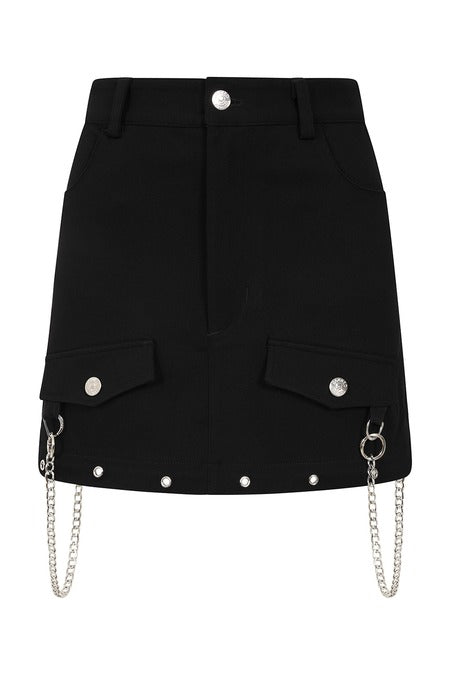 Banned Apparel Gothic Cargo Skirt Black Zip Off Punk Style