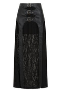 Banned Apparel Velkyn Faux Leather & Knit Panel Skirt in Black