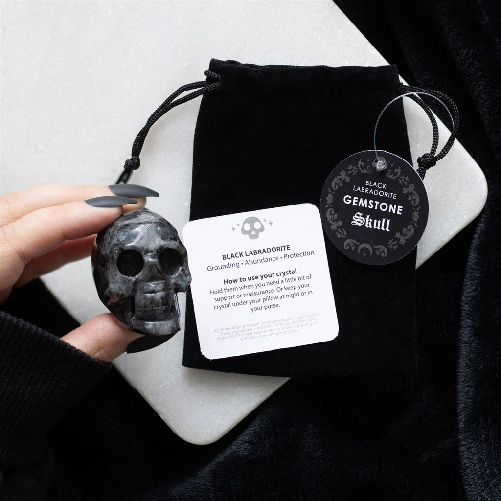 Gothic Gifts Black Labradorite Crystal Skull