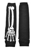 Poizen Industries Bone Arm Warmers - Gothic Skeleton Print Thumb Holes Black White