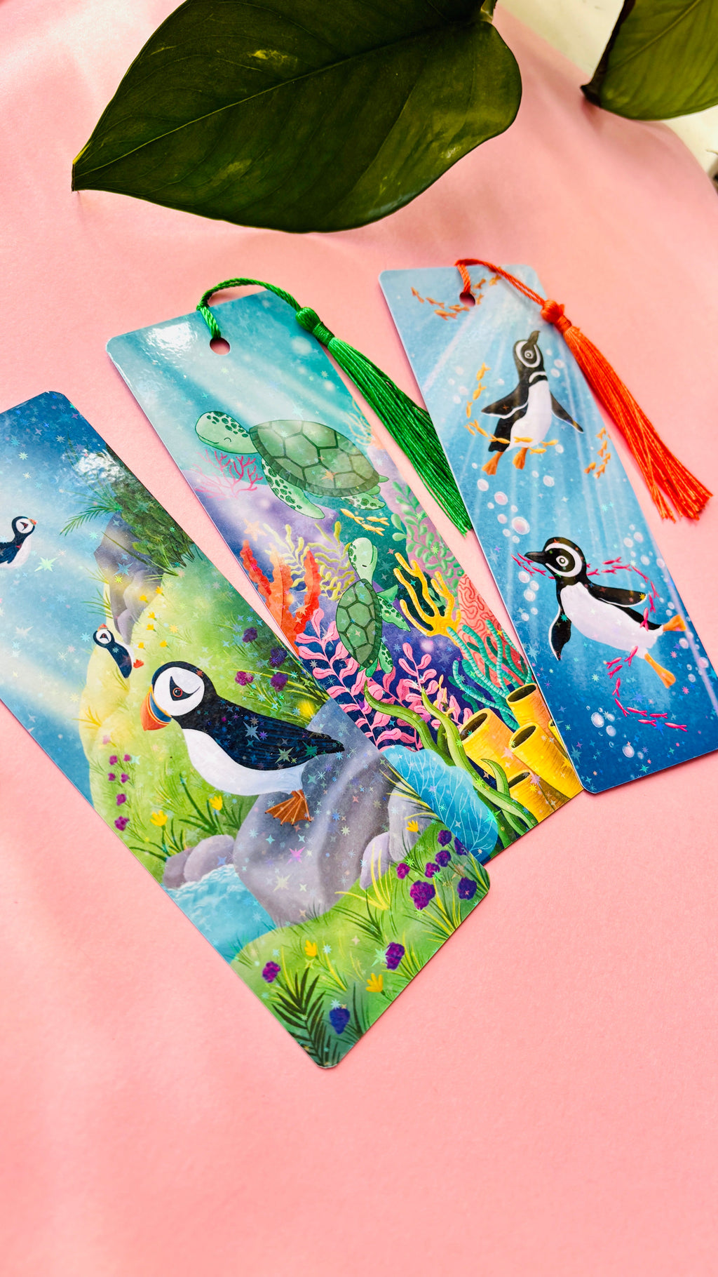 Sea Turtle Bookmark – Holographic Ocean Bookmark with Tassel