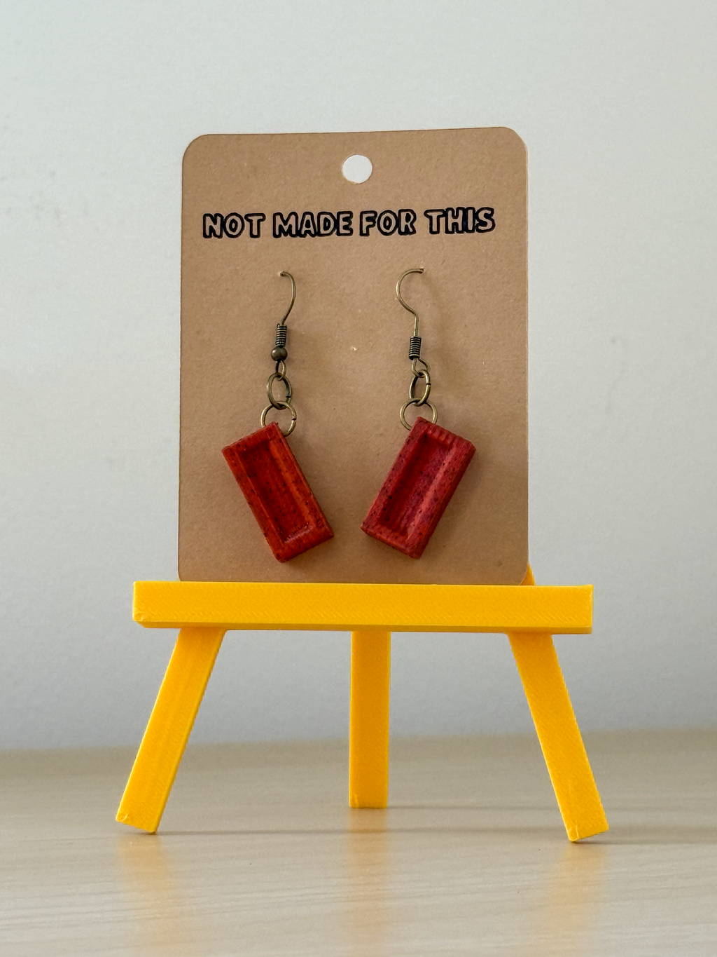 Brick Dangle Earrings | 3D Printed Quirky Earrings | Novelty Gift
