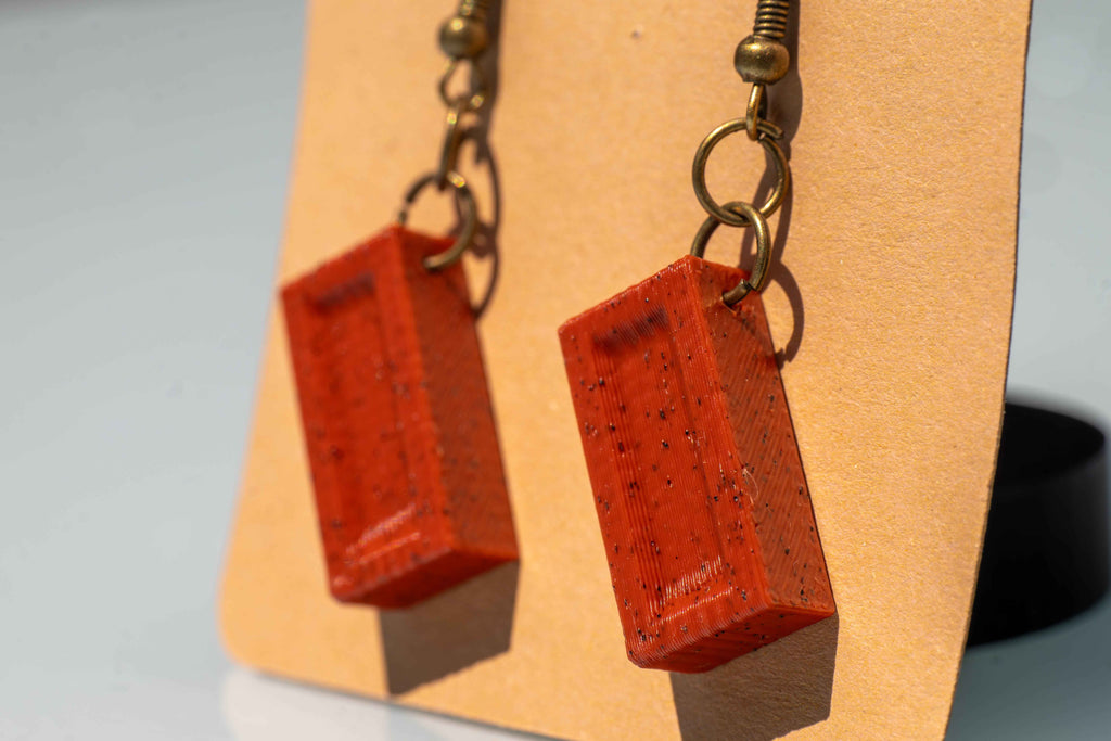 Brick Dangle Earrings | 3D Printed Quirky Earrings | Novelty Gift