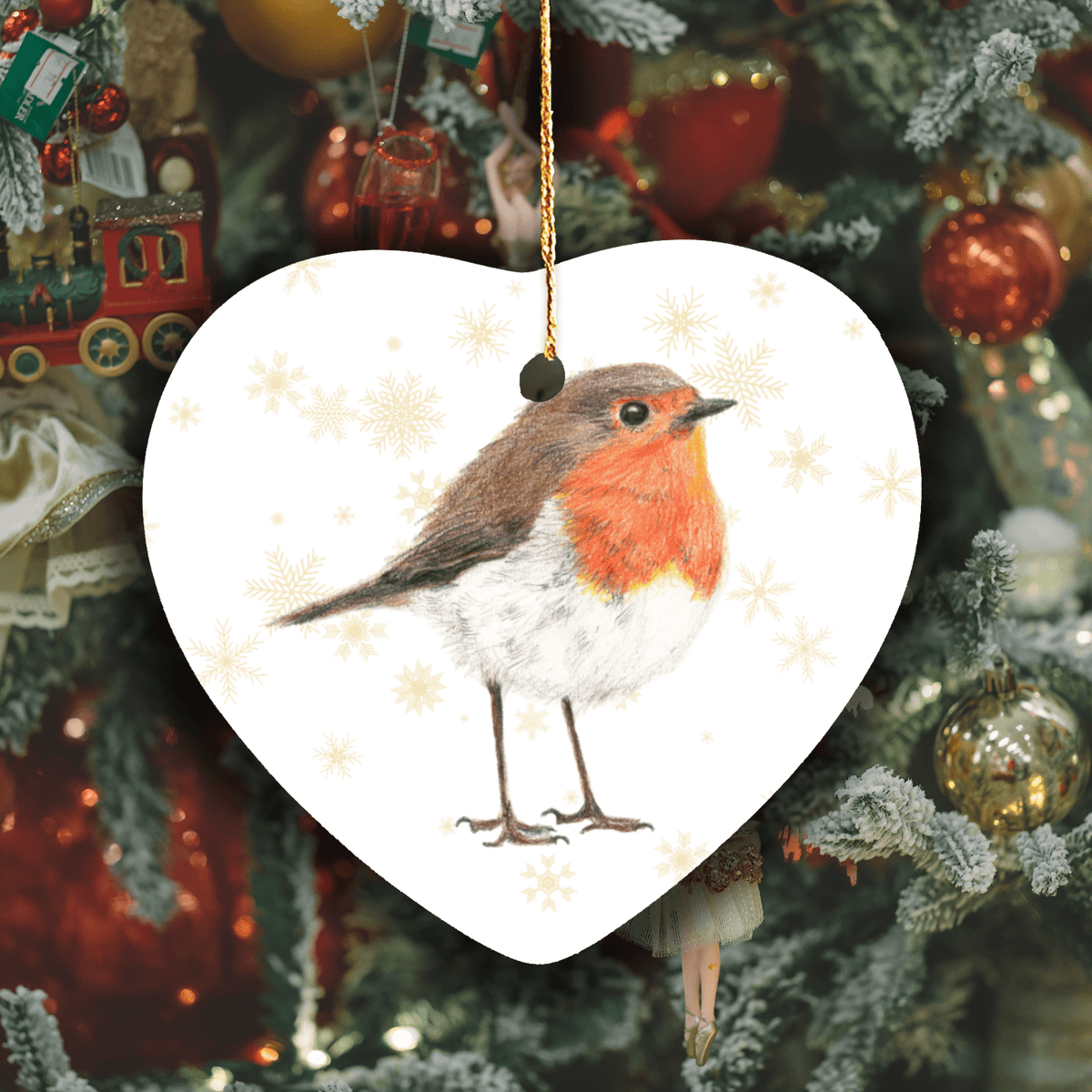 Robin Heart Shape Ornament