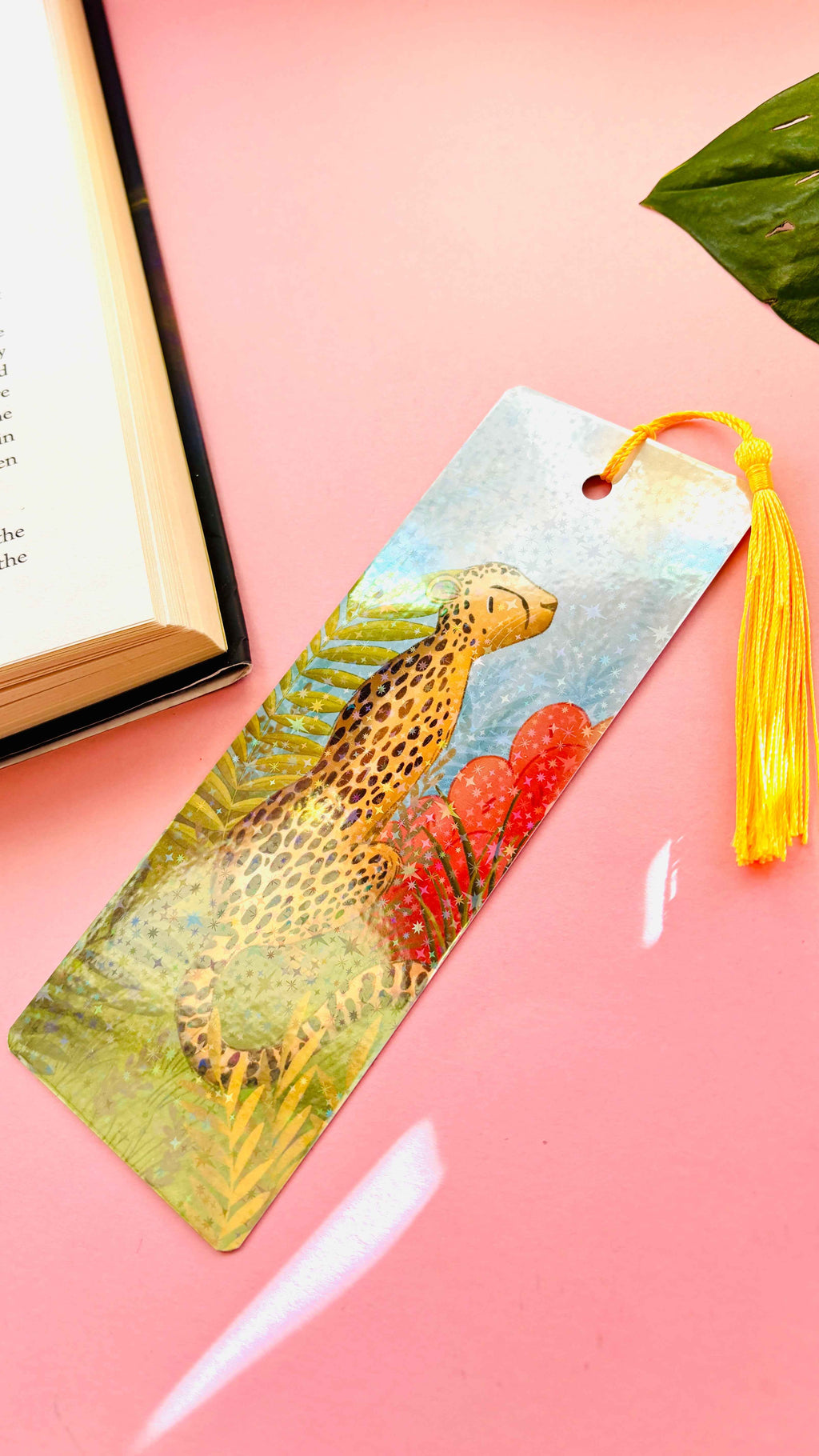 Cheetah Gift Holographic Bookmark- Handmade Wildlife Gift