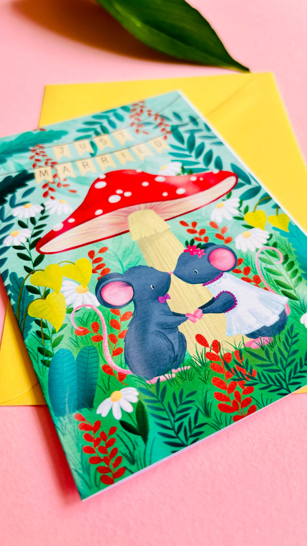 Cute Forest Wedding Card- Whimsical Just Married Greetings Card