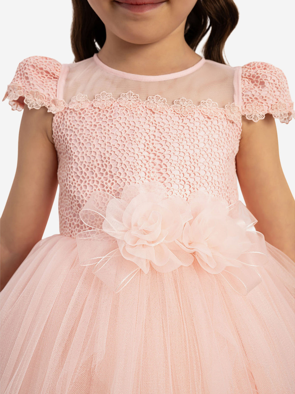 DRESS & Fleur Baby Girls Dress with Tulle Skirt in Pink
