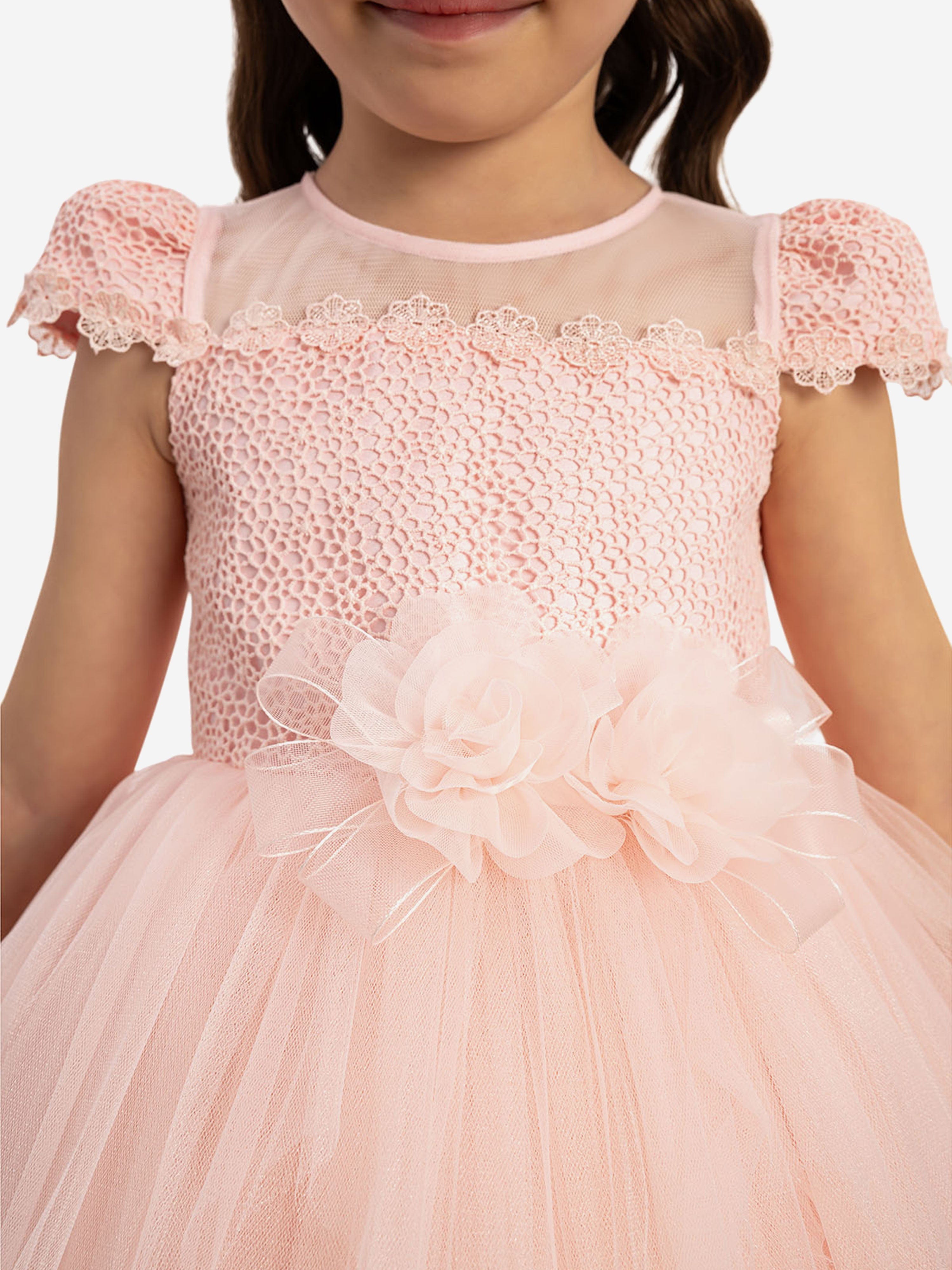 DRESS & Fleur Baby Girls Dress with Tulle Skirt in Pink