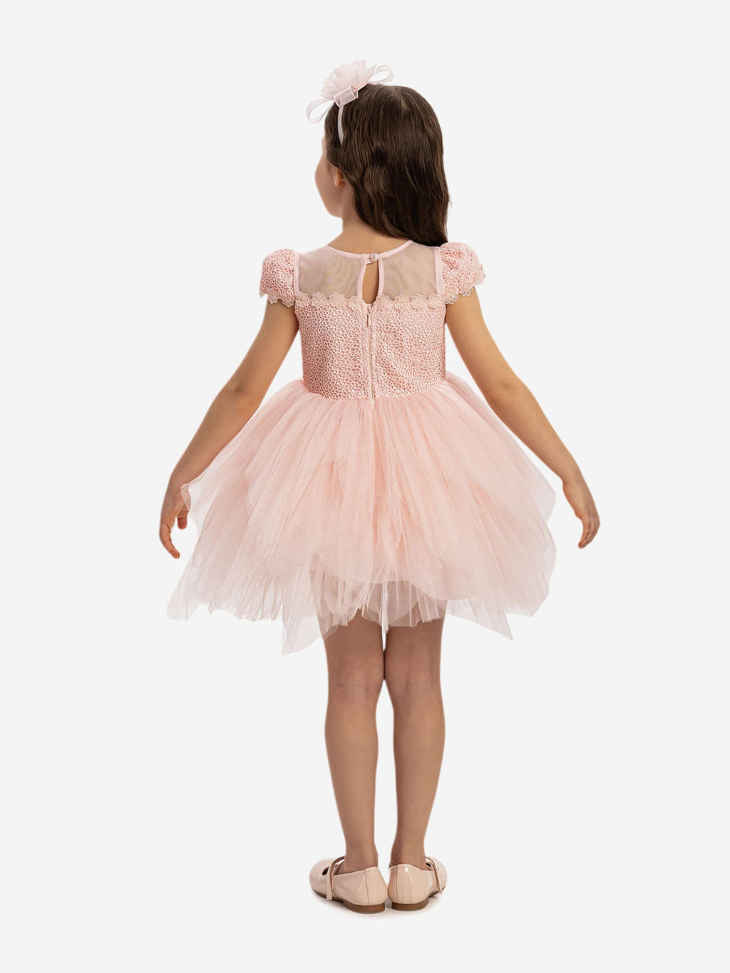 DRESS & Fleur Baby Girls Dress with Tulle Skirt in Pink