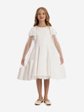 DRESS & Fleur Girls Dress with Removable Cape in White