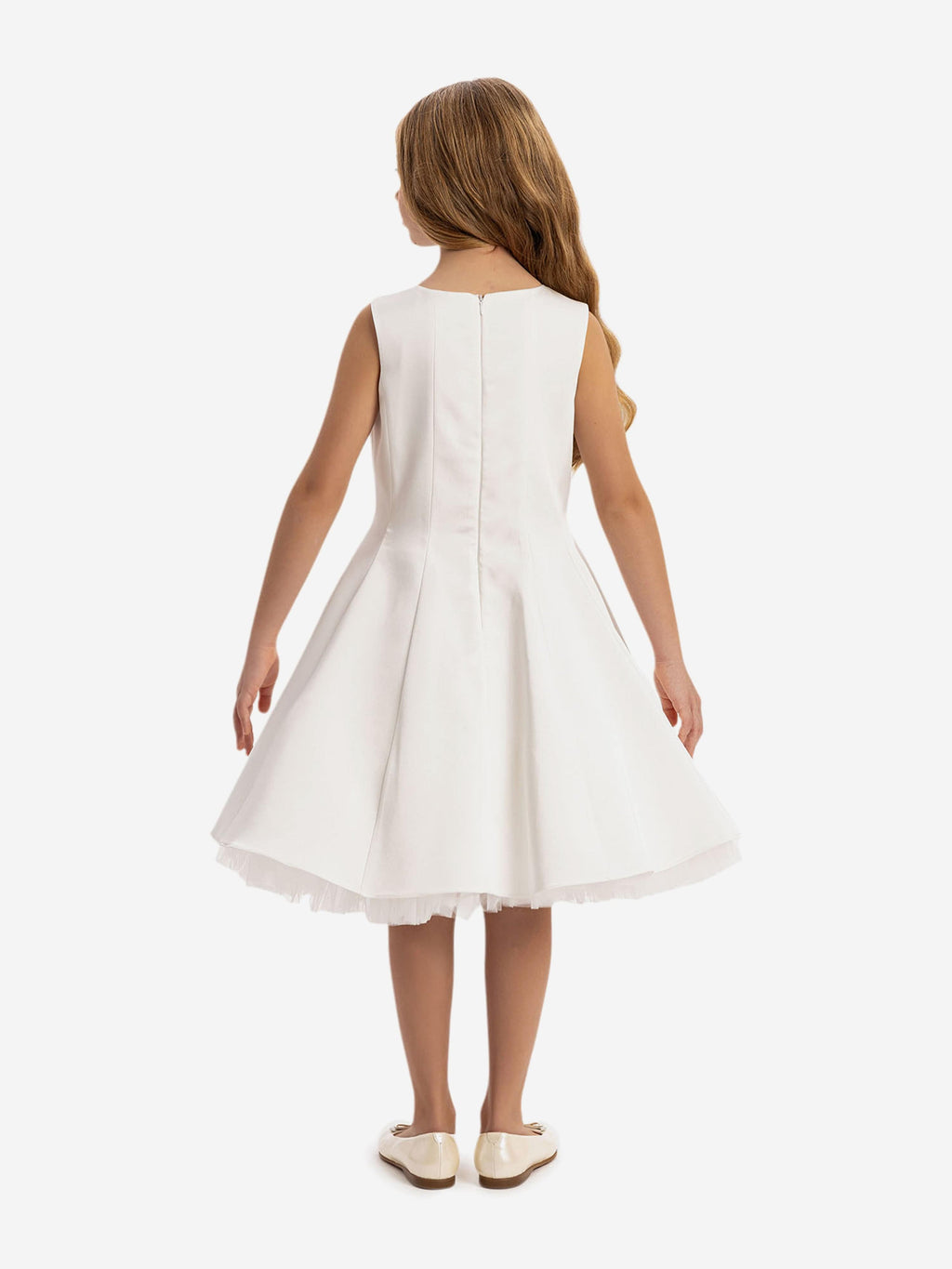 DRESS & Fleur Girls Dress with Removable Cape in White