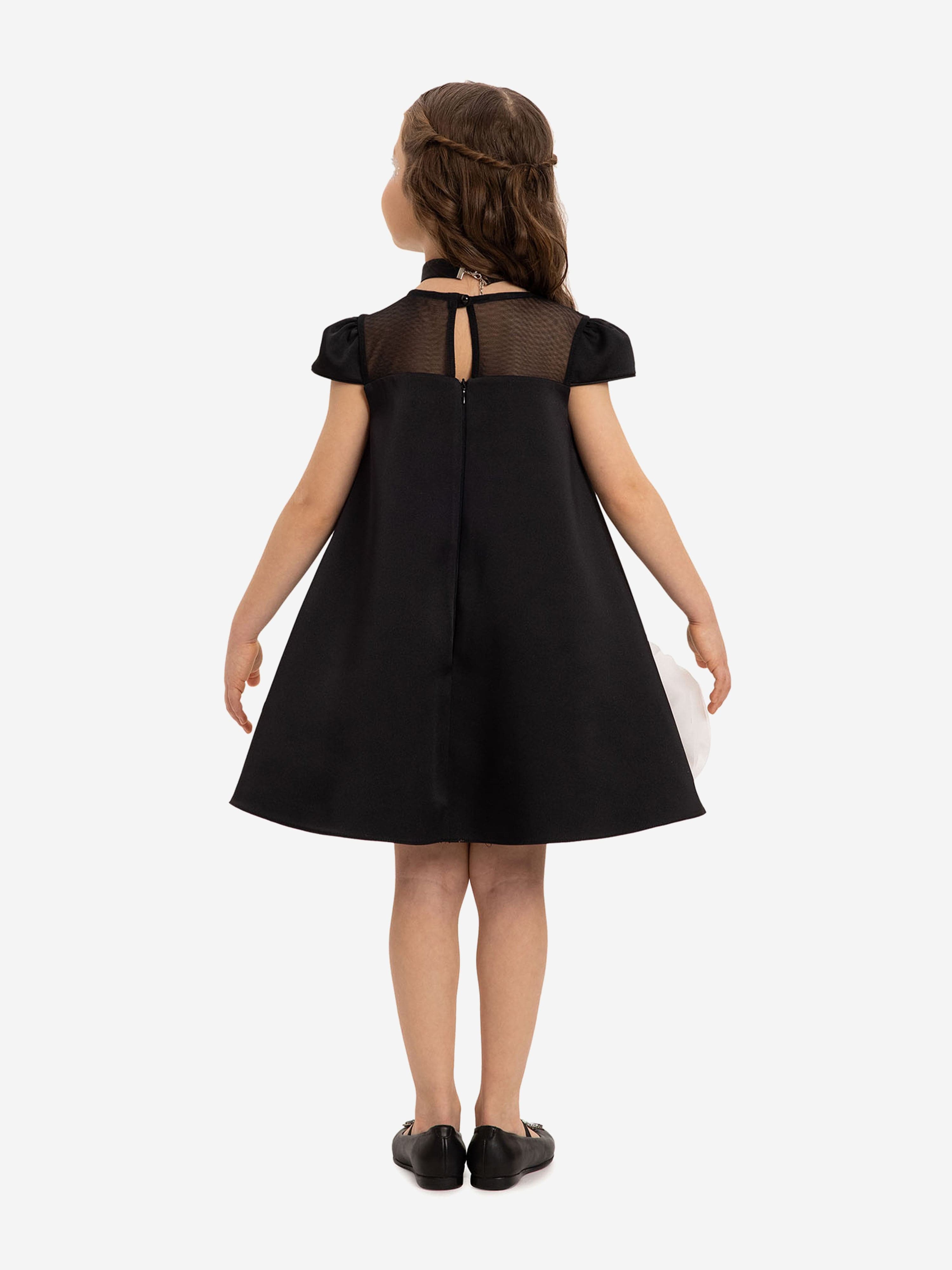 DRESS & Fleur Girls Dress with Flower Choker in Black