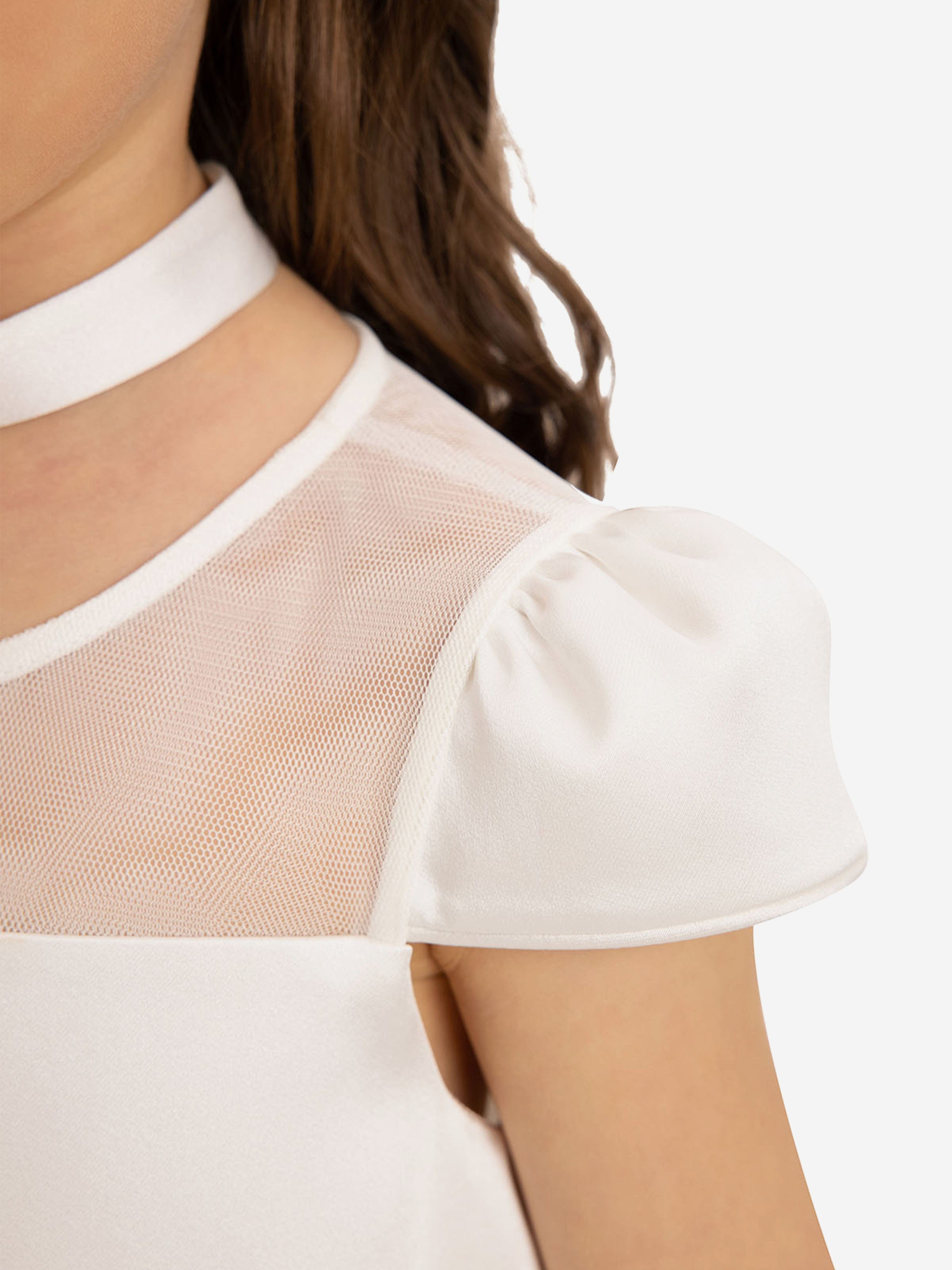 DRESS & Fleur Girls Dress with Flower Choker in White