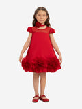 DRESS & Fleur Girls Dress with Flower Choker in Red