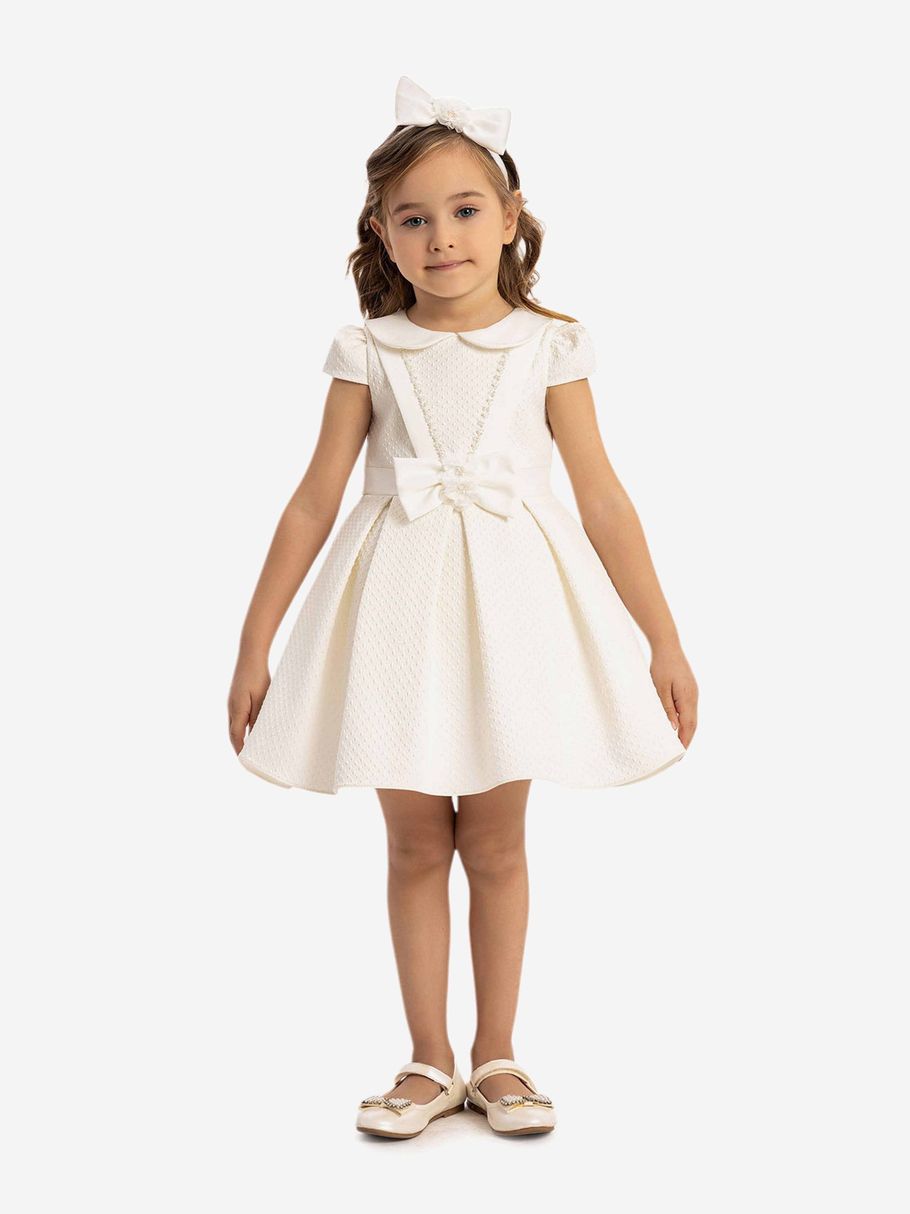 DRESS & Fleur Baby Girls Dress with Headband in White