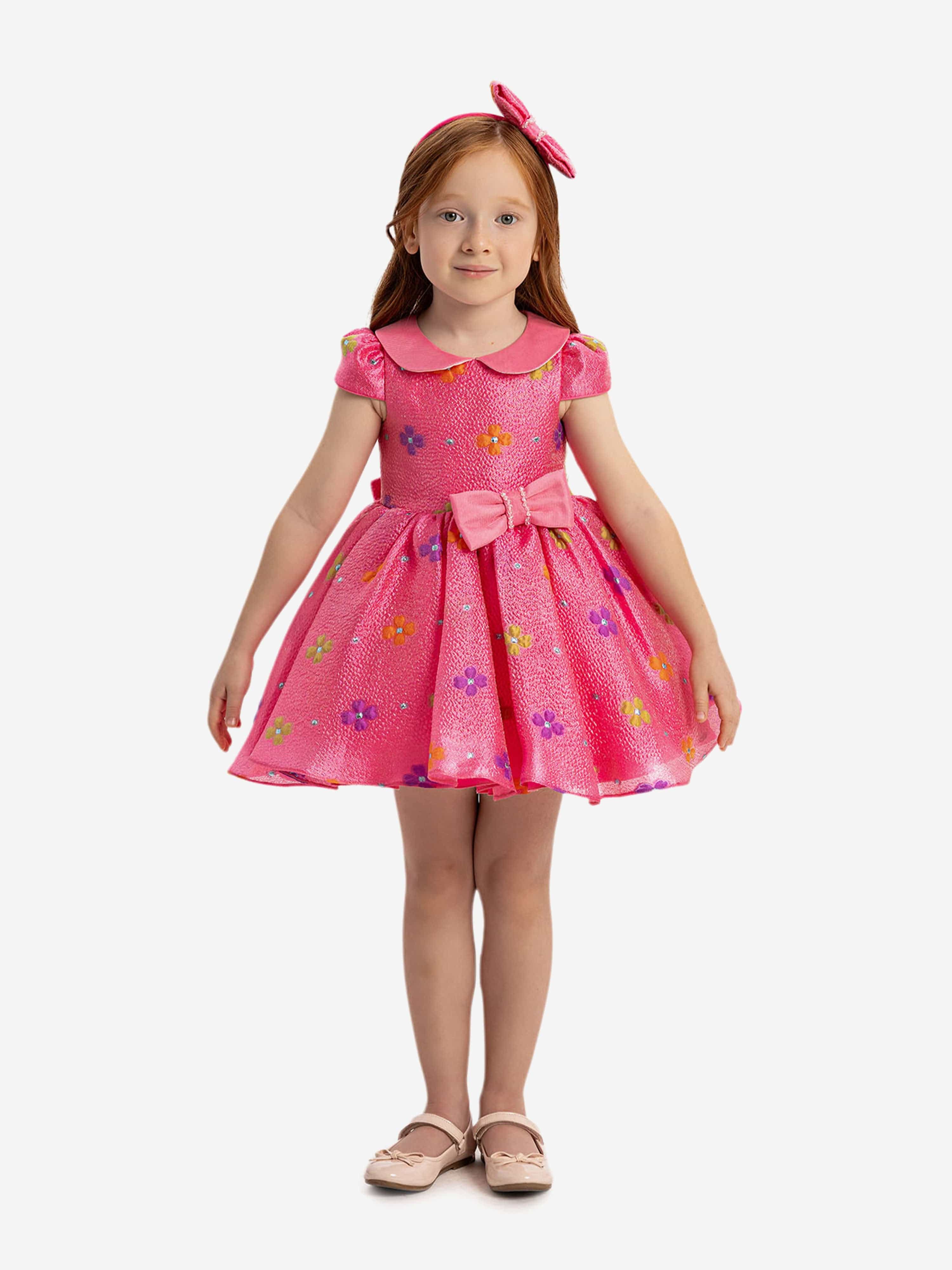 DRESS & Fleur Baby Girls Floral Dress with Headband in Pink