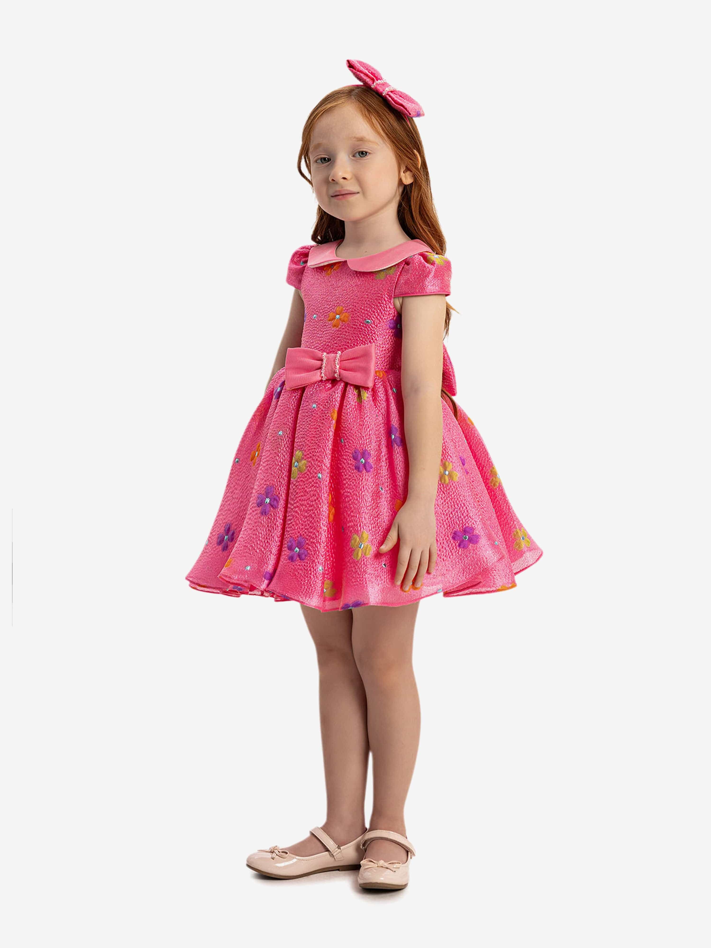 DRESS & Fleur Baby Girls Floral Dress with Headband in Pink