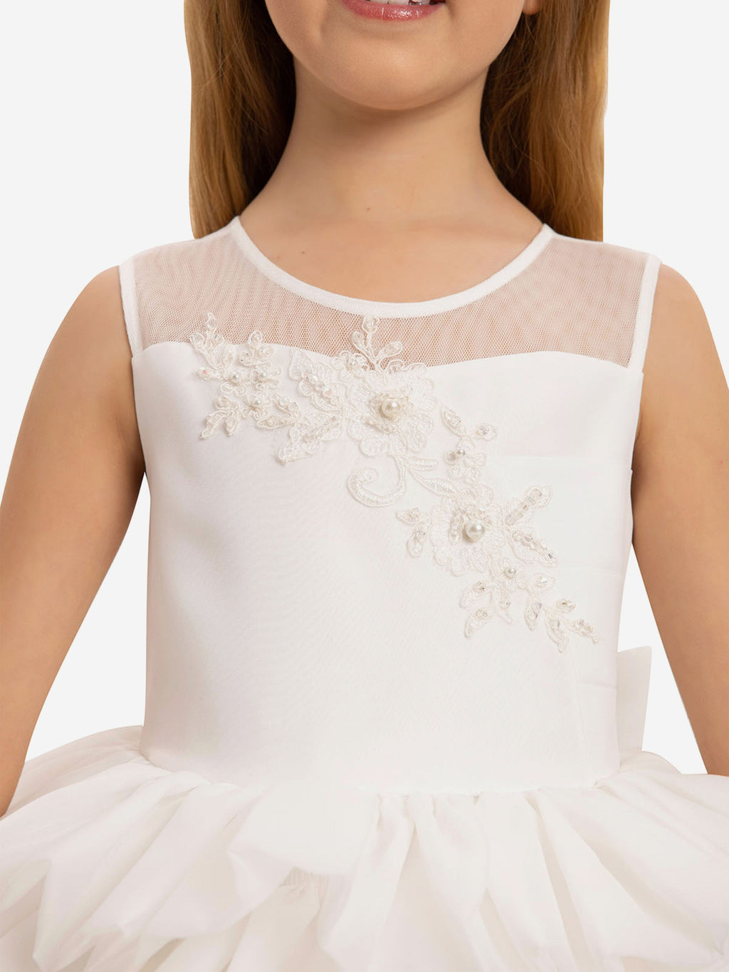 DRESS & Fleur Girls Dress with Headband in White