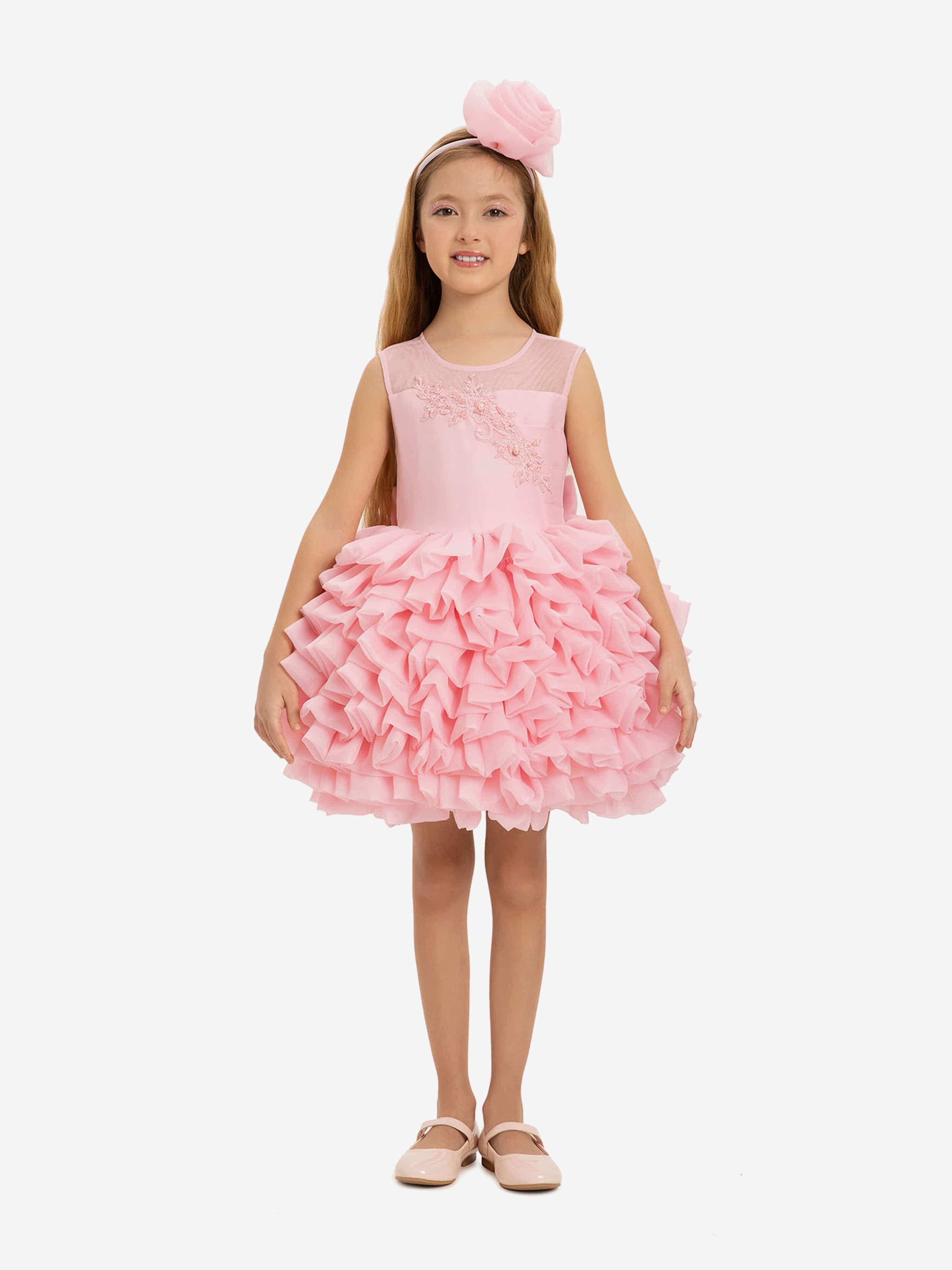 DRESS & Fleur Girls Dress with Headband in Pink