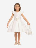 DRESS & Fleur Girls Dress with Matching Floral Bag in White