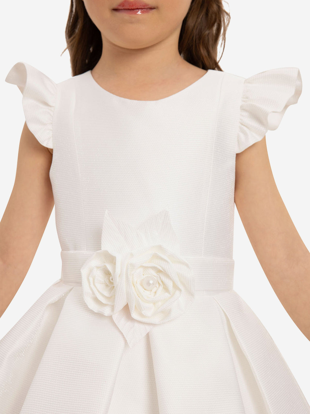 DRESS & Fleur Girls Dress with Matching Floral Bag in White