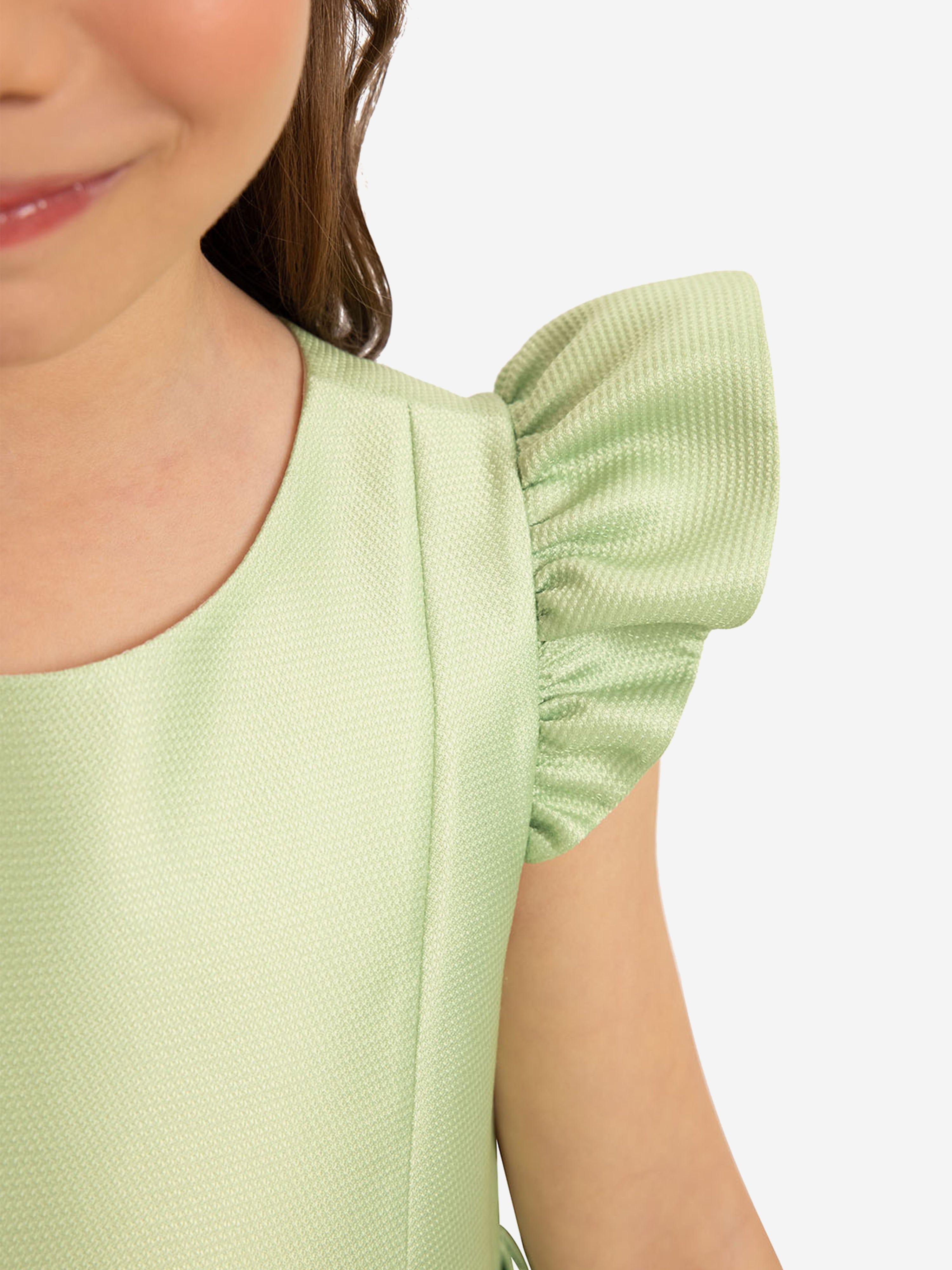DRESS & Fleur Girls Dress with Matching Floral Bag in Green